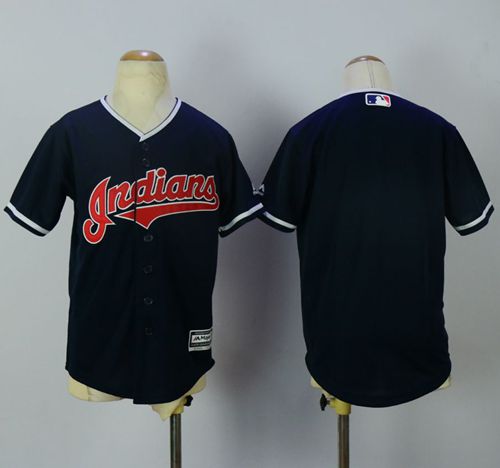 Indians Blank Navy Blue Cool Base Stitched Youth MLB Jersey